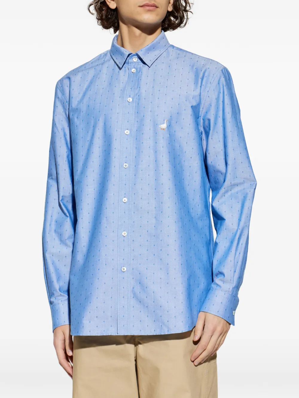  Moschino Goose-embroidered Shirt - Blue 