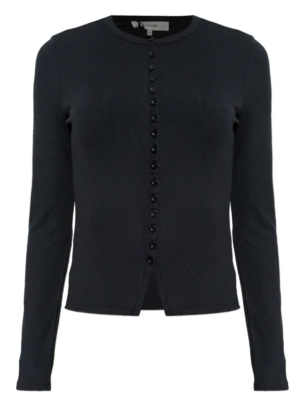 Frame Buttoned Knitted Cardigan in Black