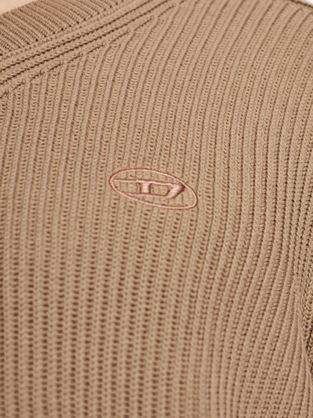 Diesel Geribbelde trui met V-hals Beige