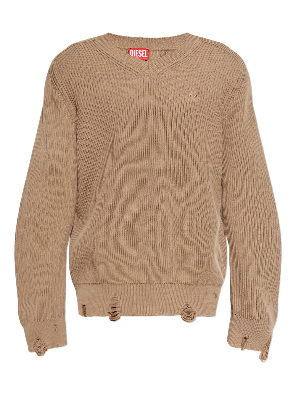 Diesel ribbed V-neck sweater - Nude