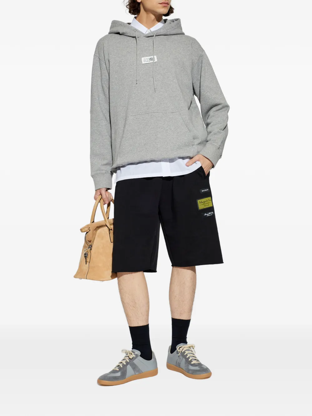 MM6 Maison Margiela patch-detail shorts - Zwart