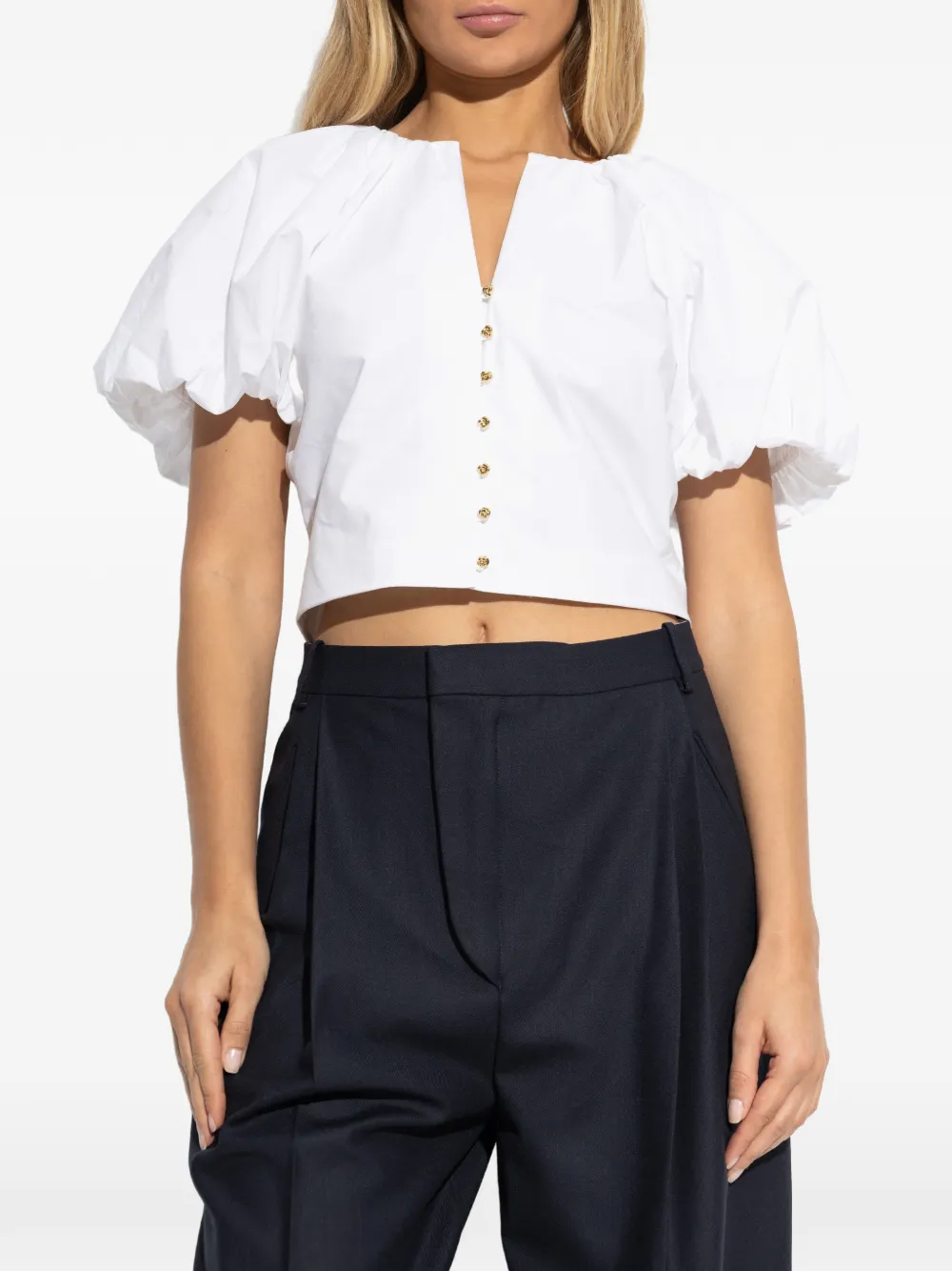  Frame Puff-sleeve Buttoned Top - White 