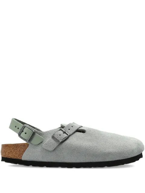 Birkenstock buckle strap suede mules