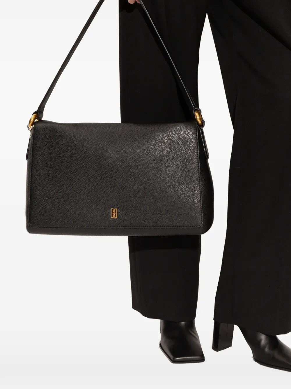 By Malene Birger Lelou leather shoulder bag - Zwart