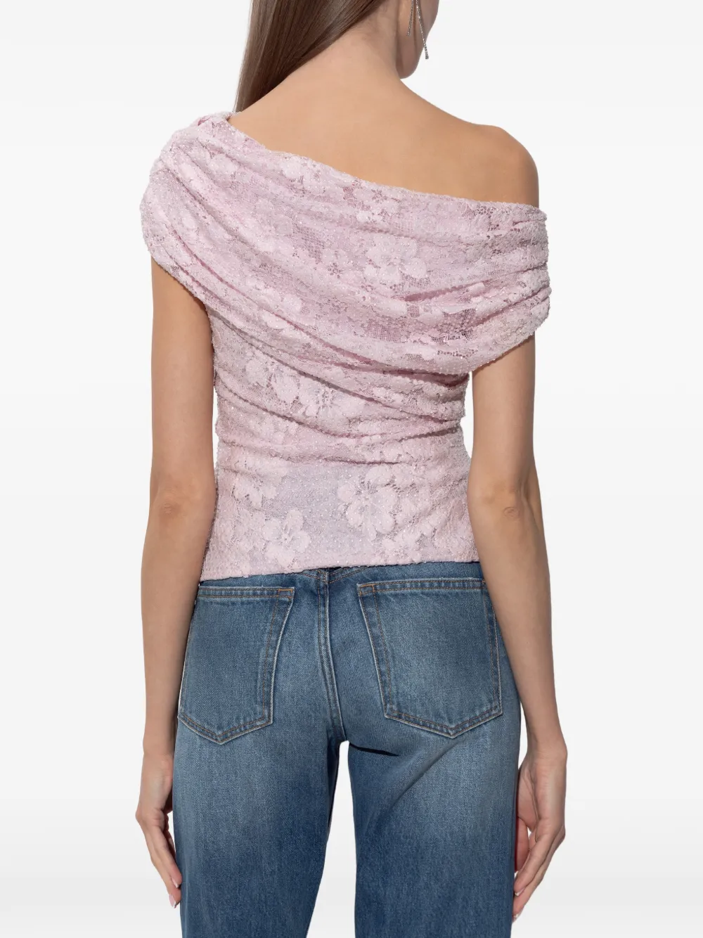 Self-Portrait Gedrapeerde top met veters Roze