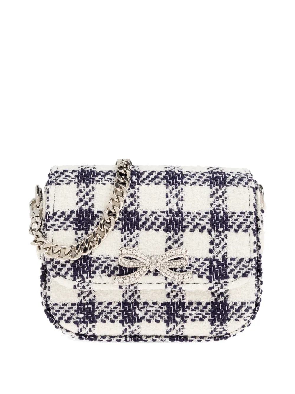  Self-portrait Check Bow Chain Cross Body Bag - White 