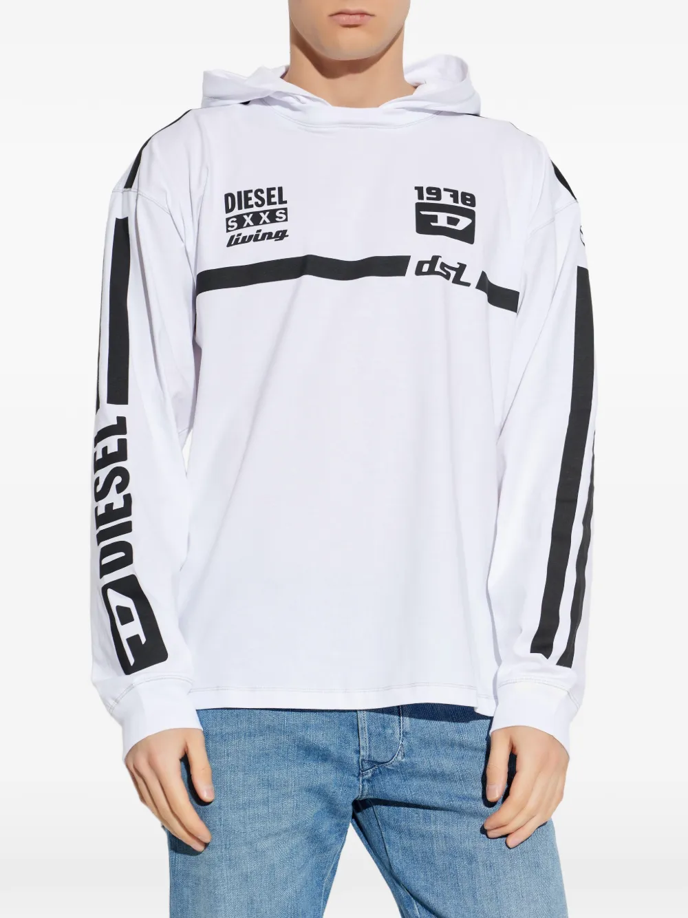 Diesel T-Boxt logoprinten hoodie Wit