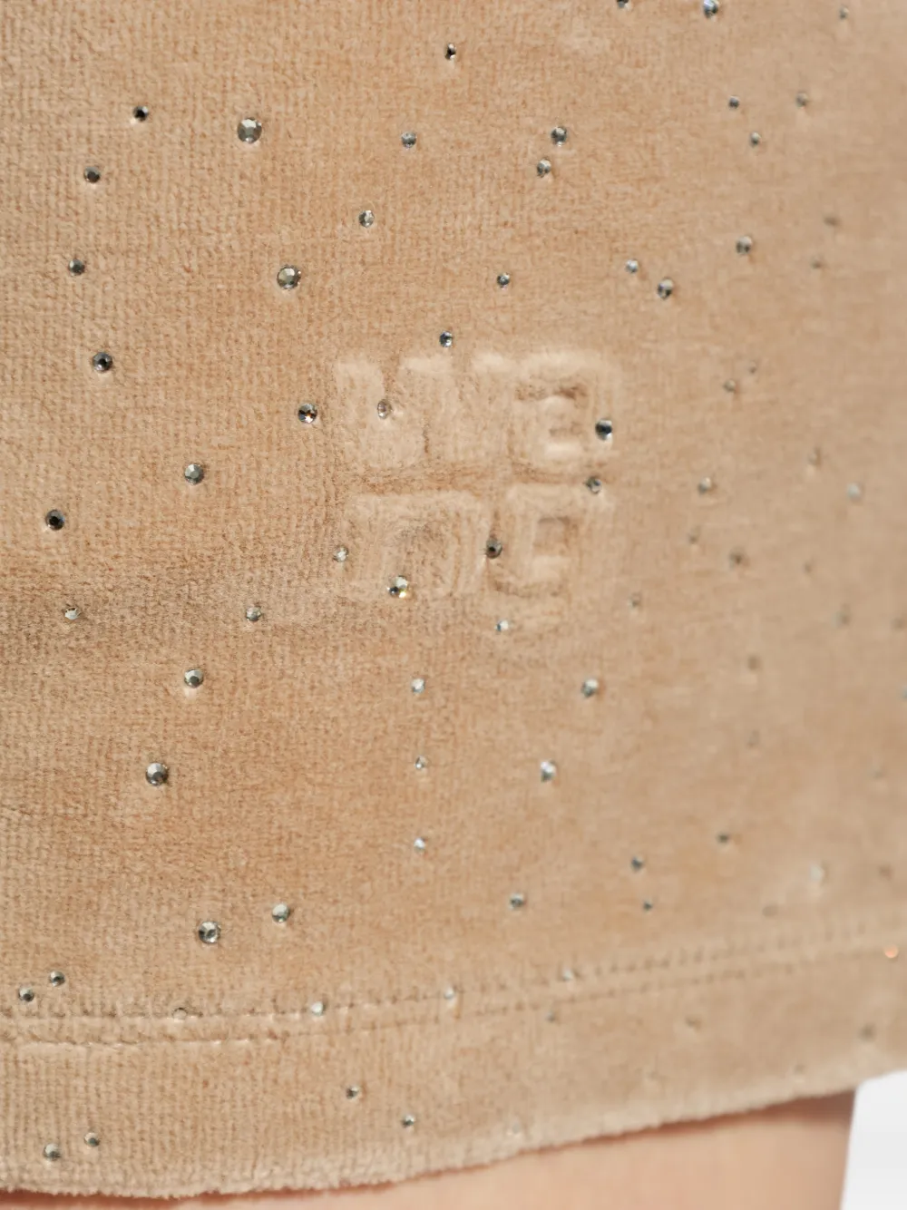 Alexander Wang Mini-rok verfraaid met stras en logo-reliëf Beige