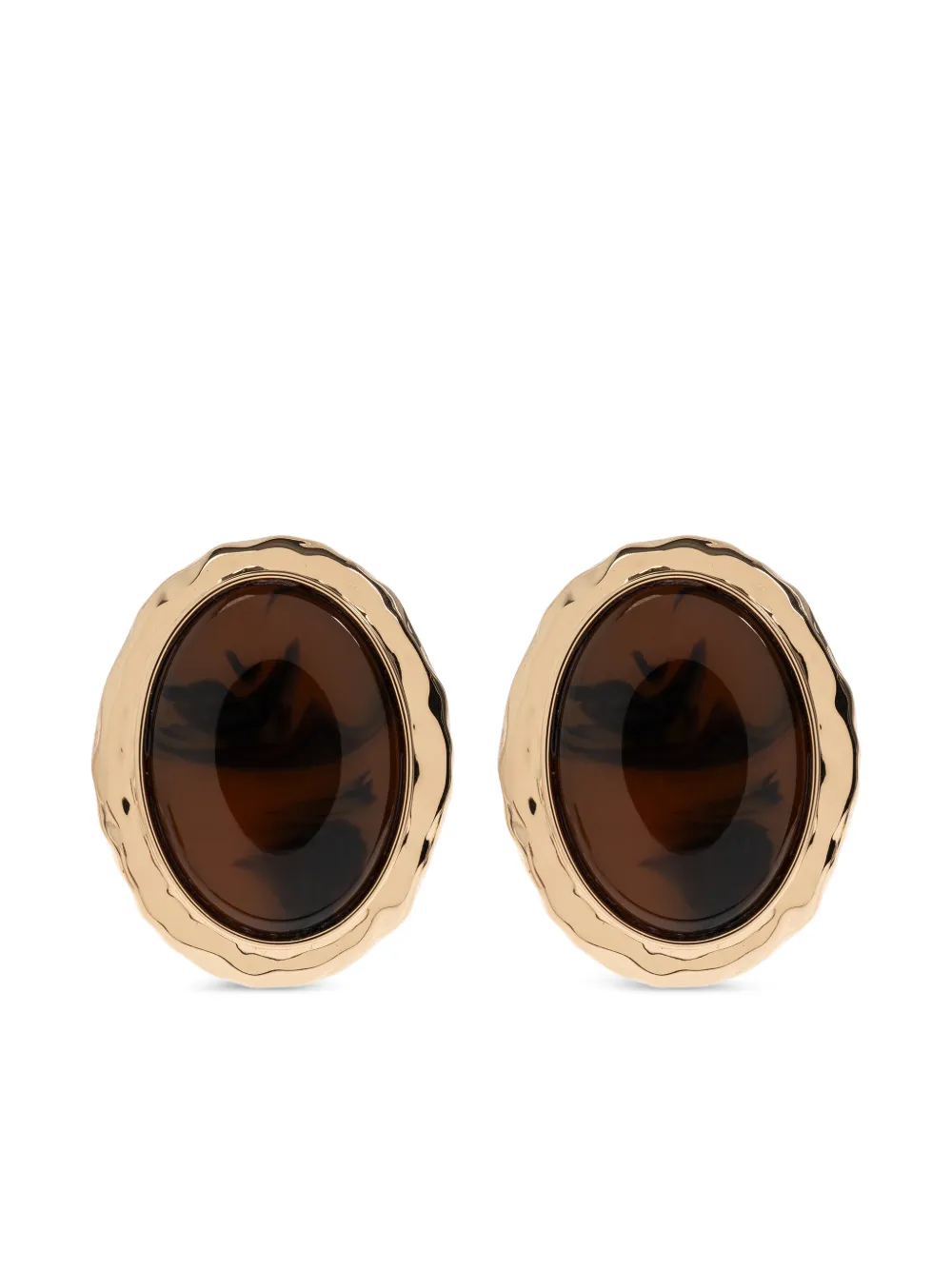 Self-Portrait tortoiseshell round-shape earrings - Gold