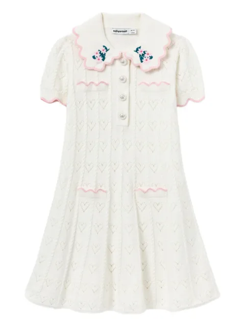 Self-Portrait Kids pointelle-knit scalloped dress