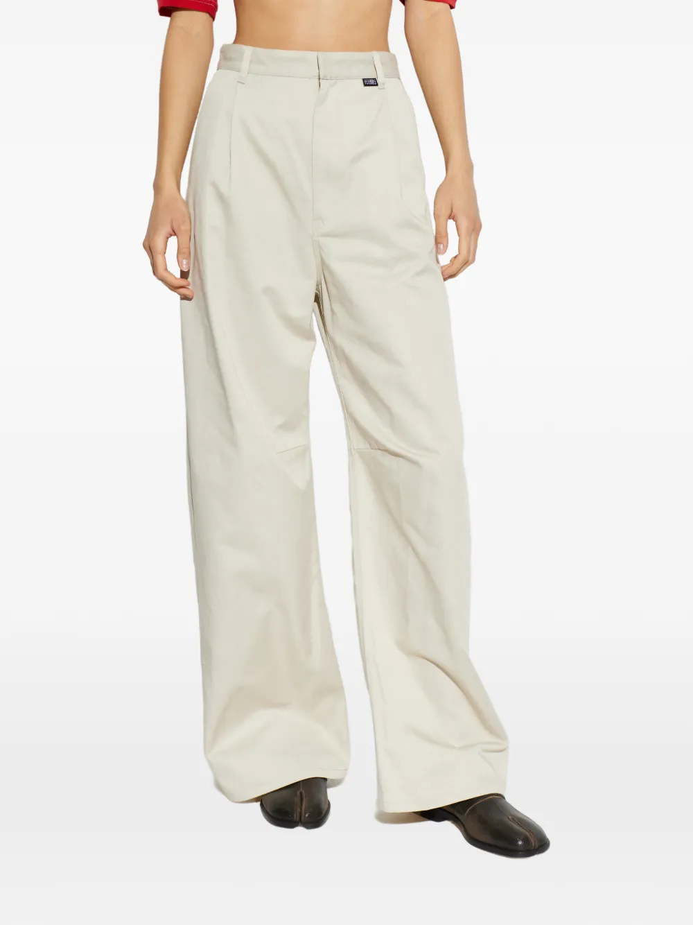 MM6 Maison Margiela Plooibroek met wijde pijpen Beige