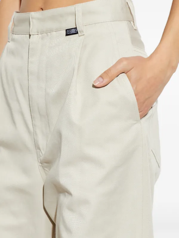 MM6 Maison Margiela プリーツ ワイドパンツ | ニュートラル | FARFETCH JP