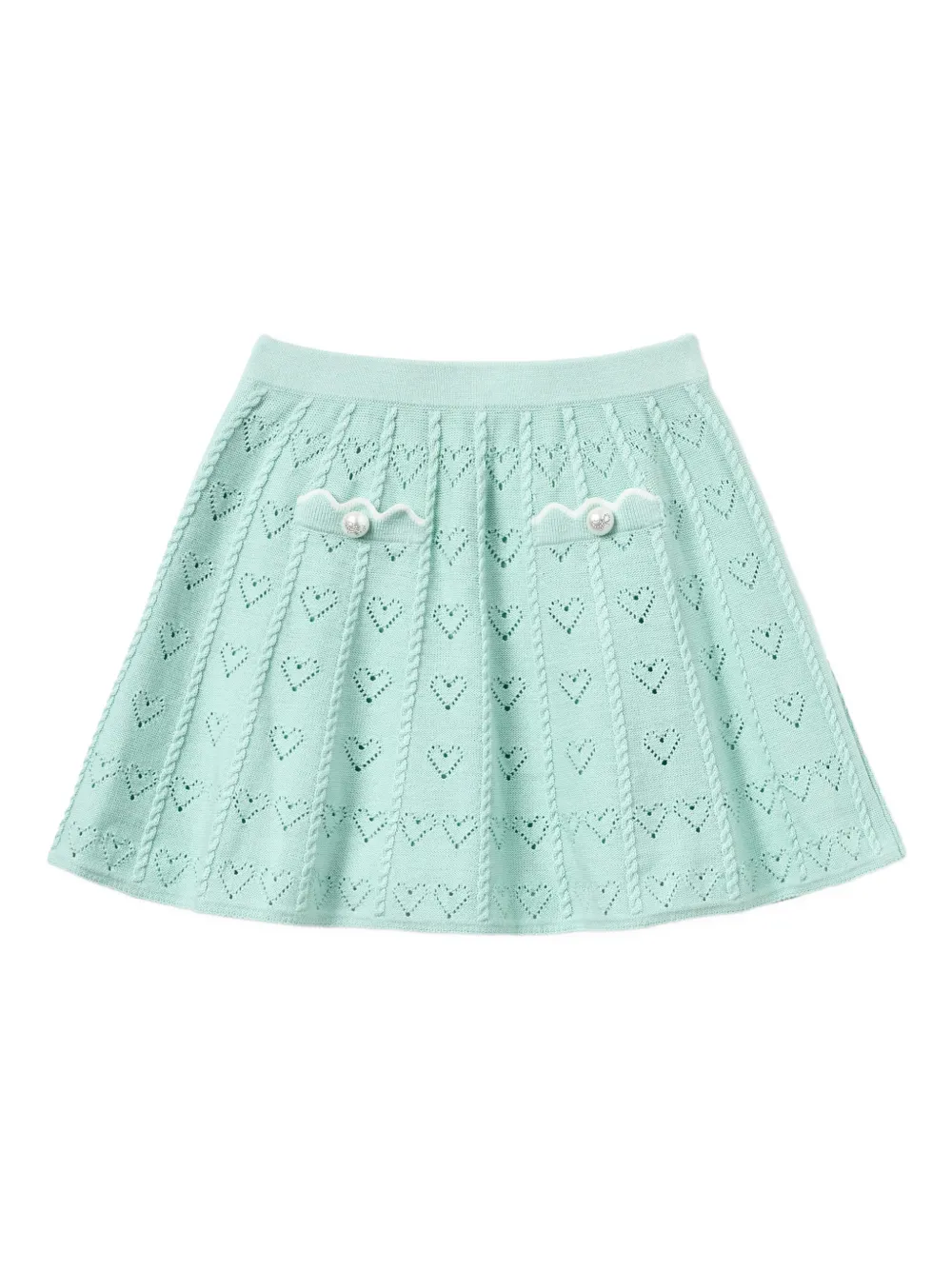 Self-Portrait Kids heart-appliqué skirt - Verde