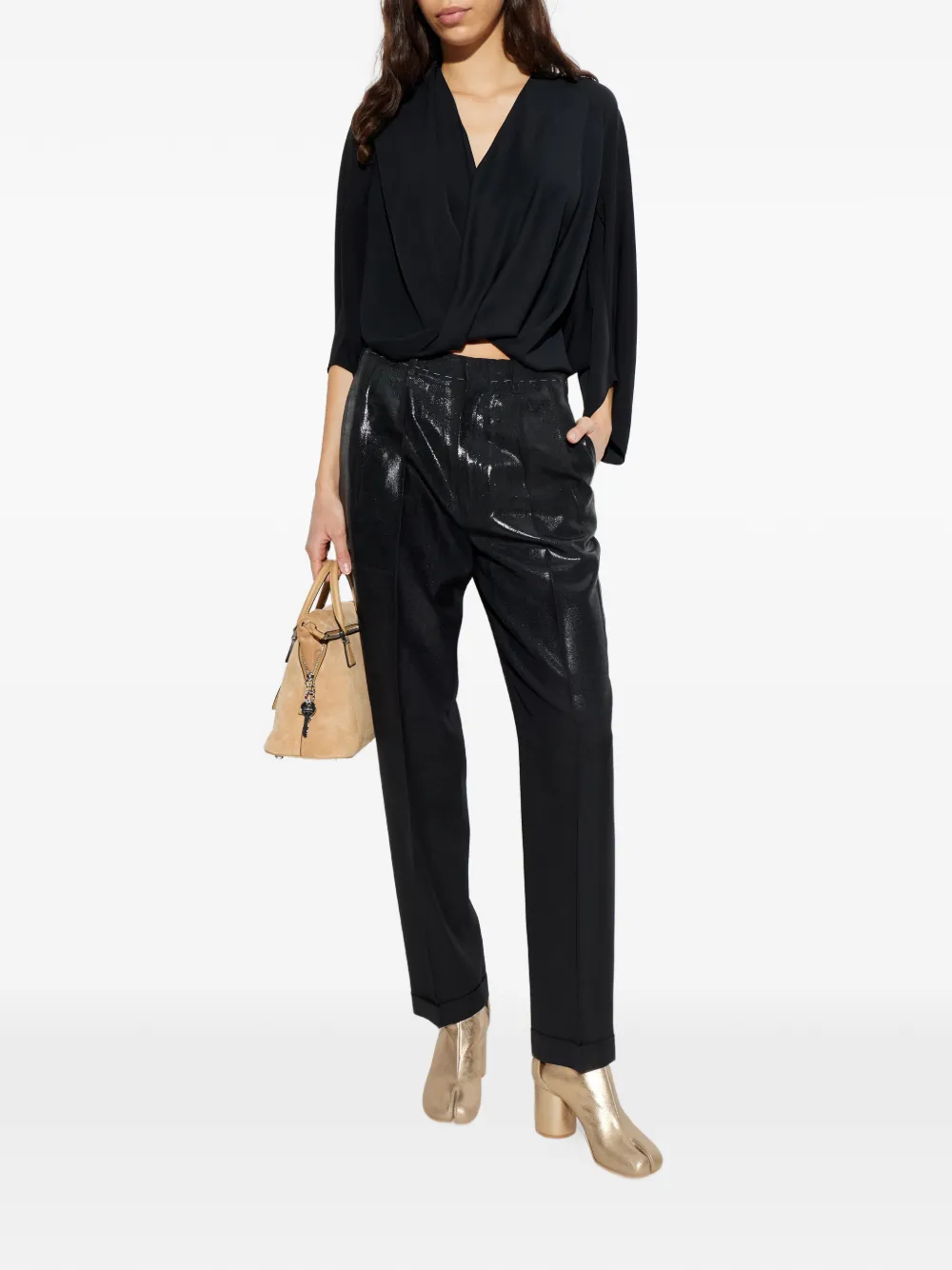 Maison Margiela glazed-effect trousers - Zwart