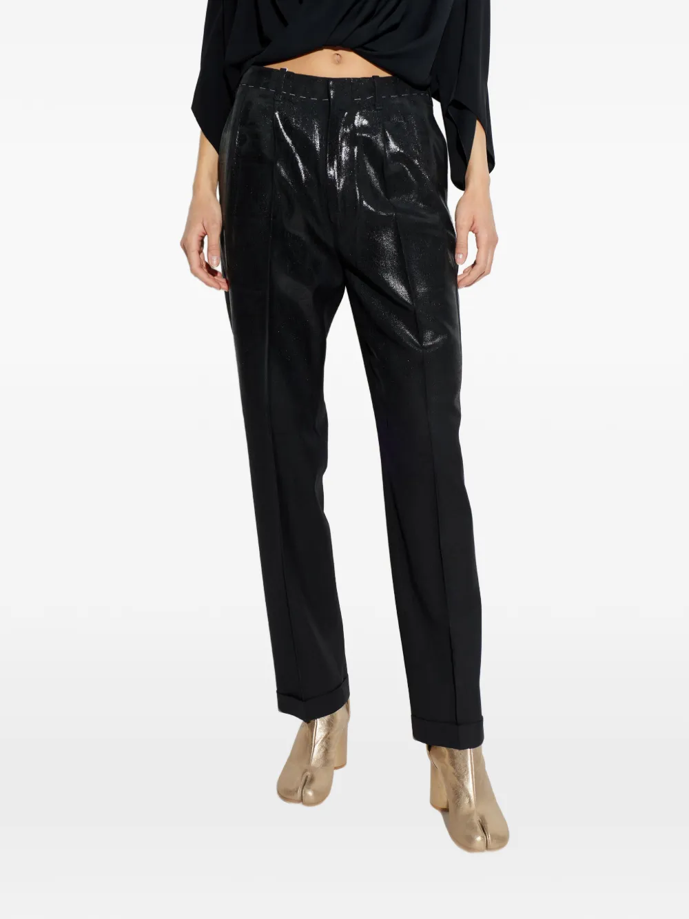 Maison Margiela Broek met geglazuurd effect Zwart