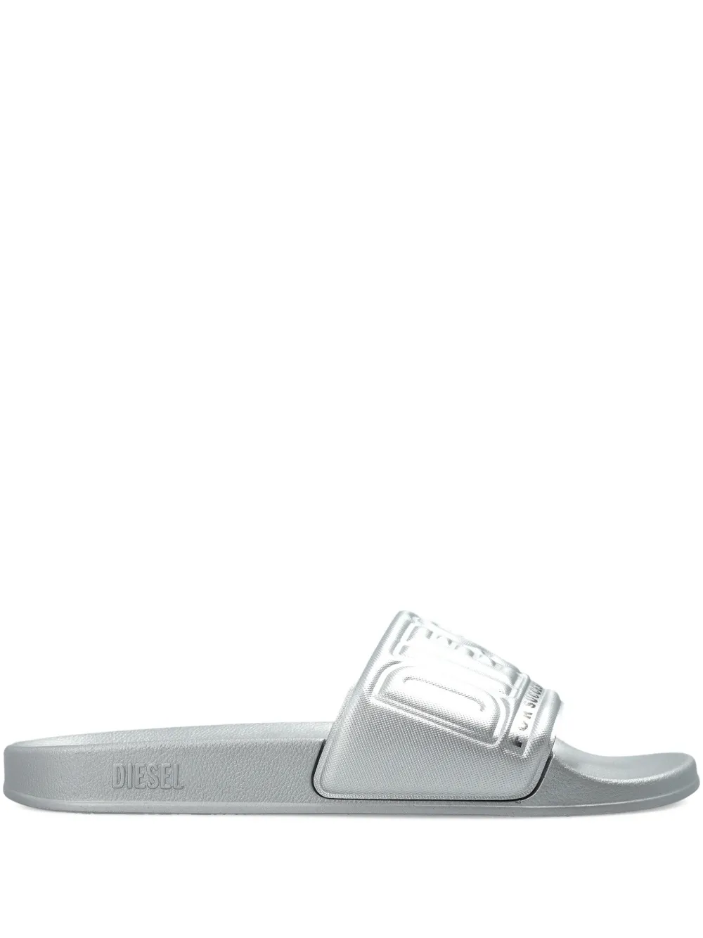 Diesel embossed logo slide Zilver