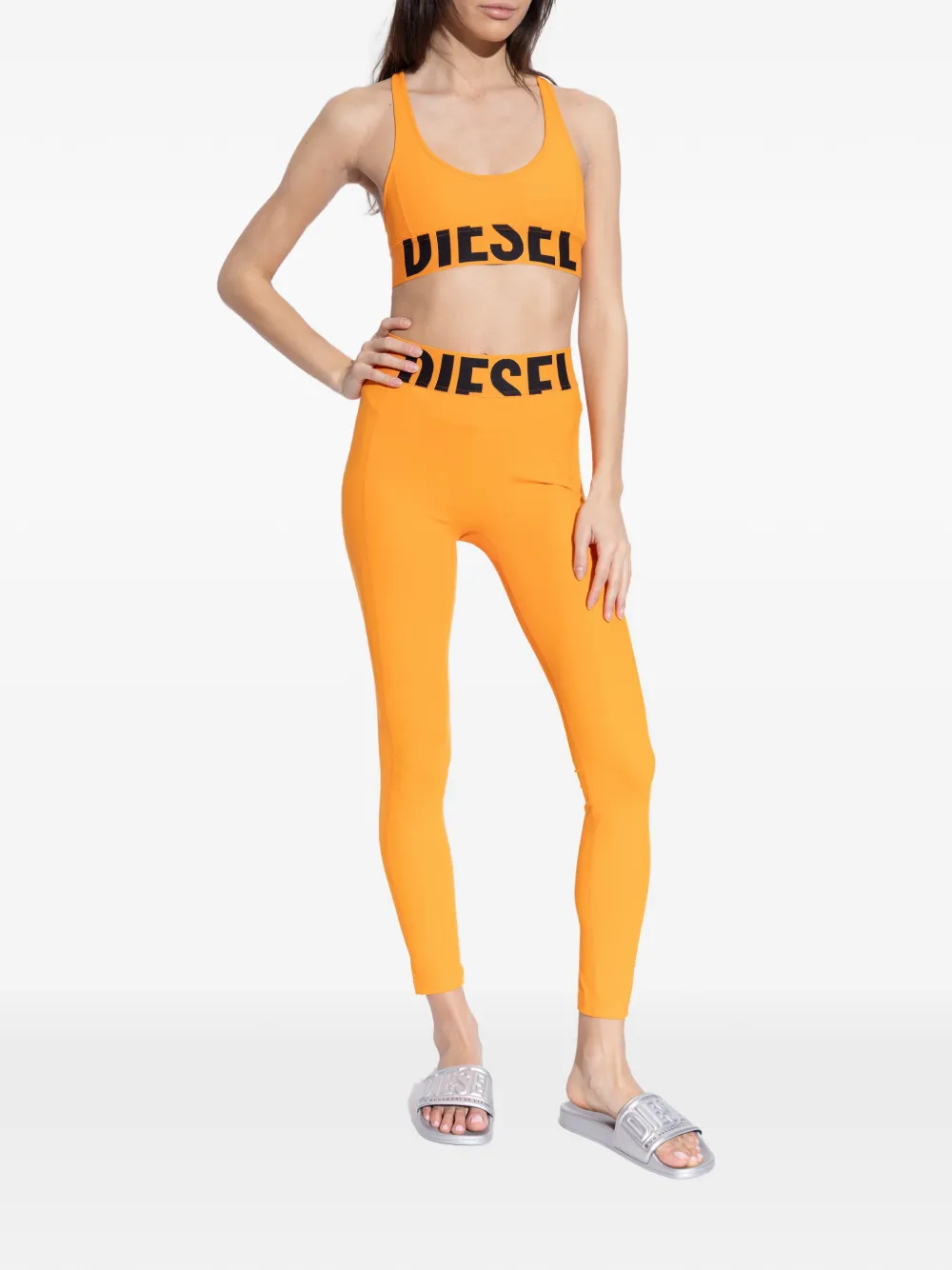 Diesel embossed logo slide Zilver