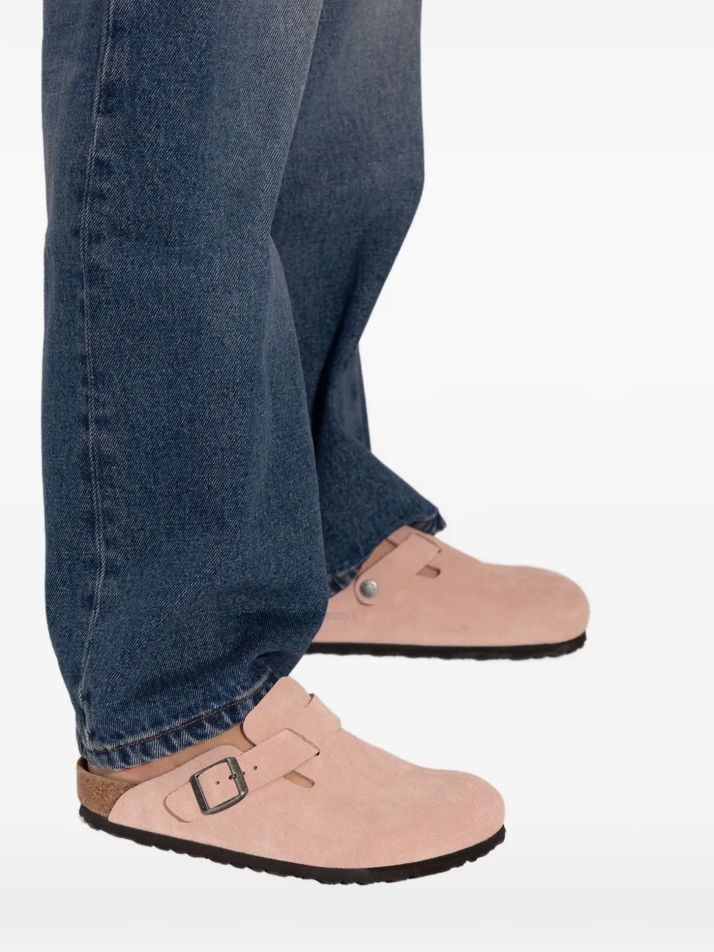 Birkenstock Boston suède sandalen Roze