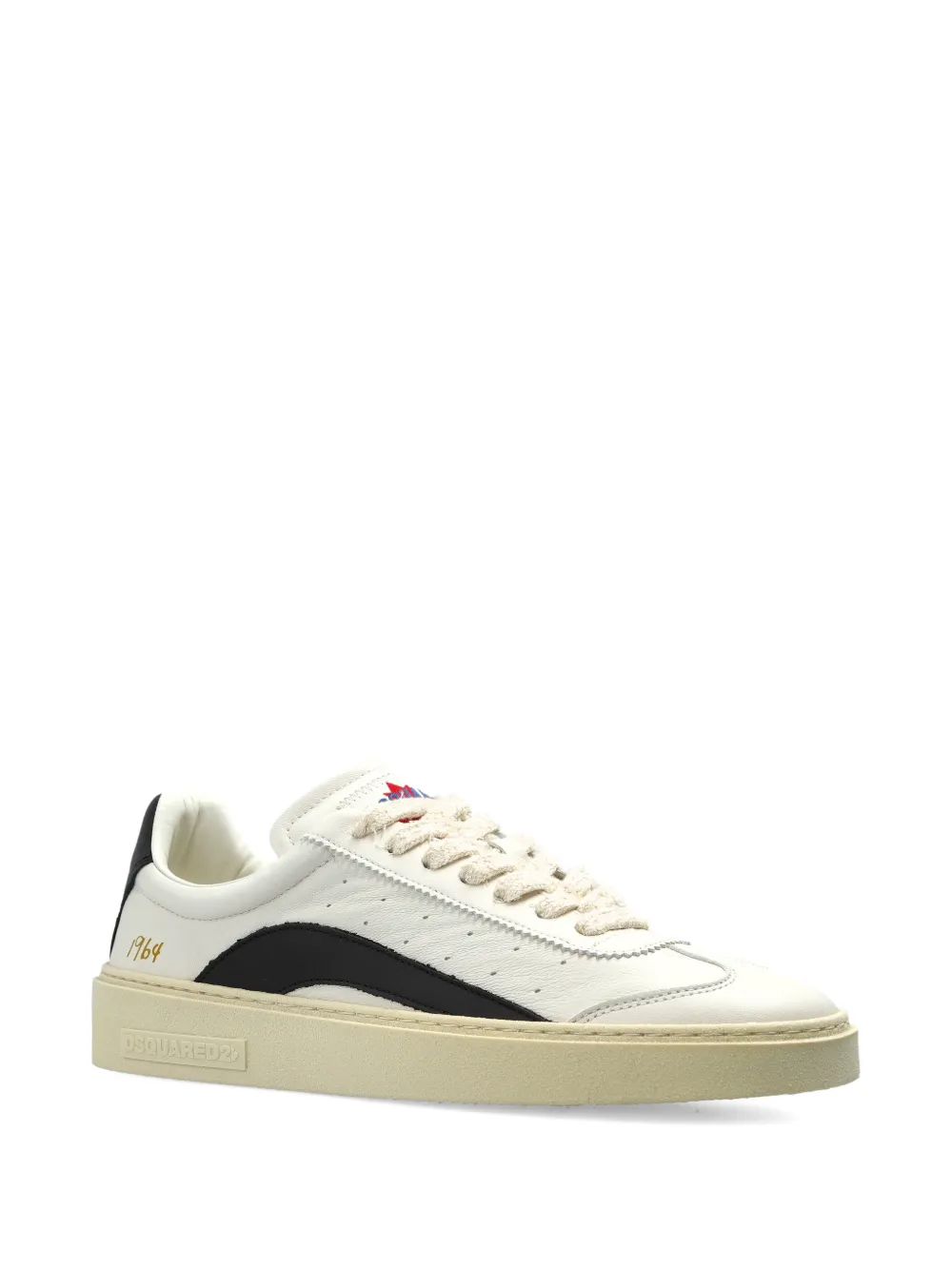 DSQUARED2 Rider perforated striped leather sneakers Wit