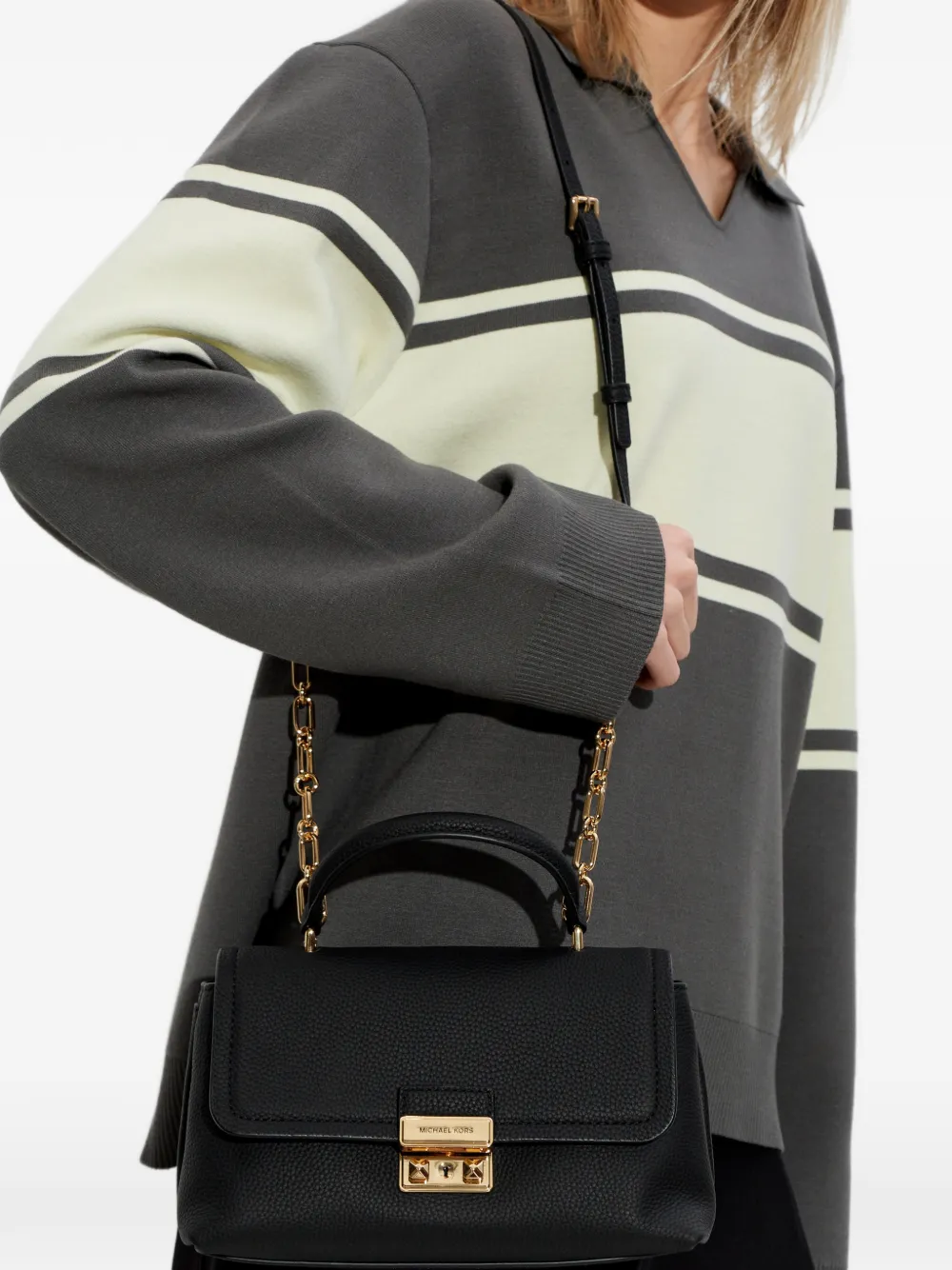 Michael Kors Tribeca shopper met kettinghengsel Zwart