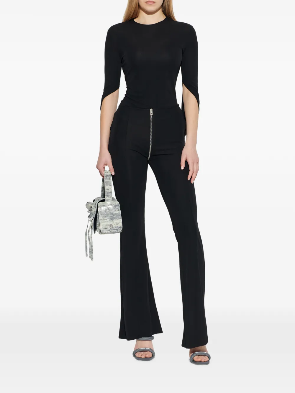Alexander Wang zip-detail flared trousers - Zwart