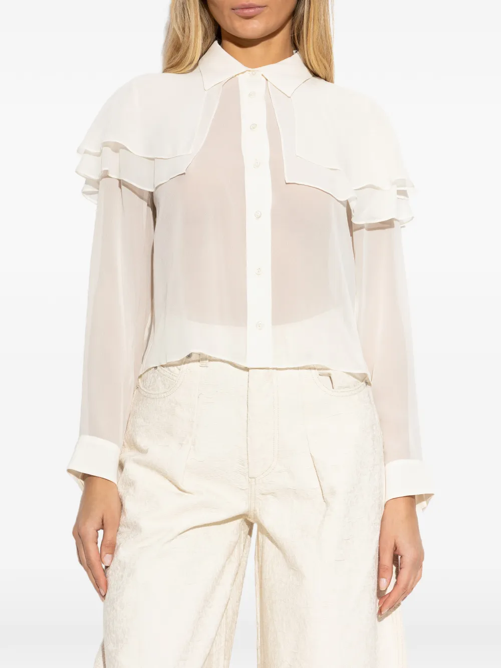FRAME Blouse met ruches Beige