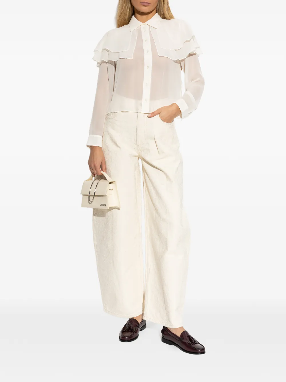 FRAME Blouse met ruches - Beige