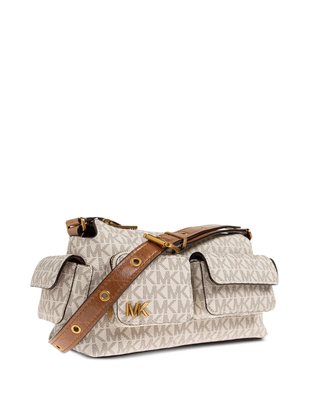 Michael Kors Dakota schoudertas met monogram-print Beige