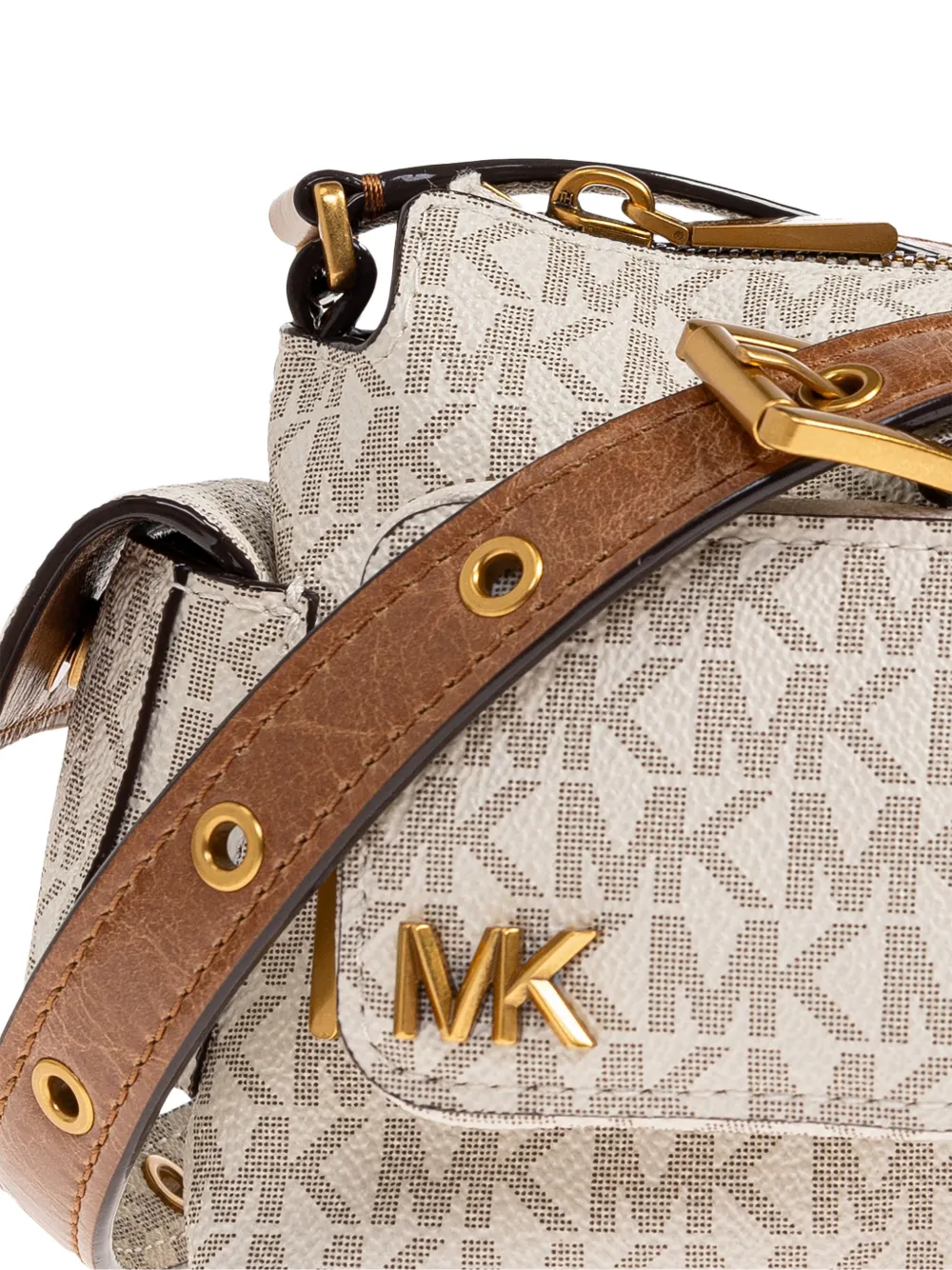 Michael Kors Dakota schoudertas met monogram-print Beige