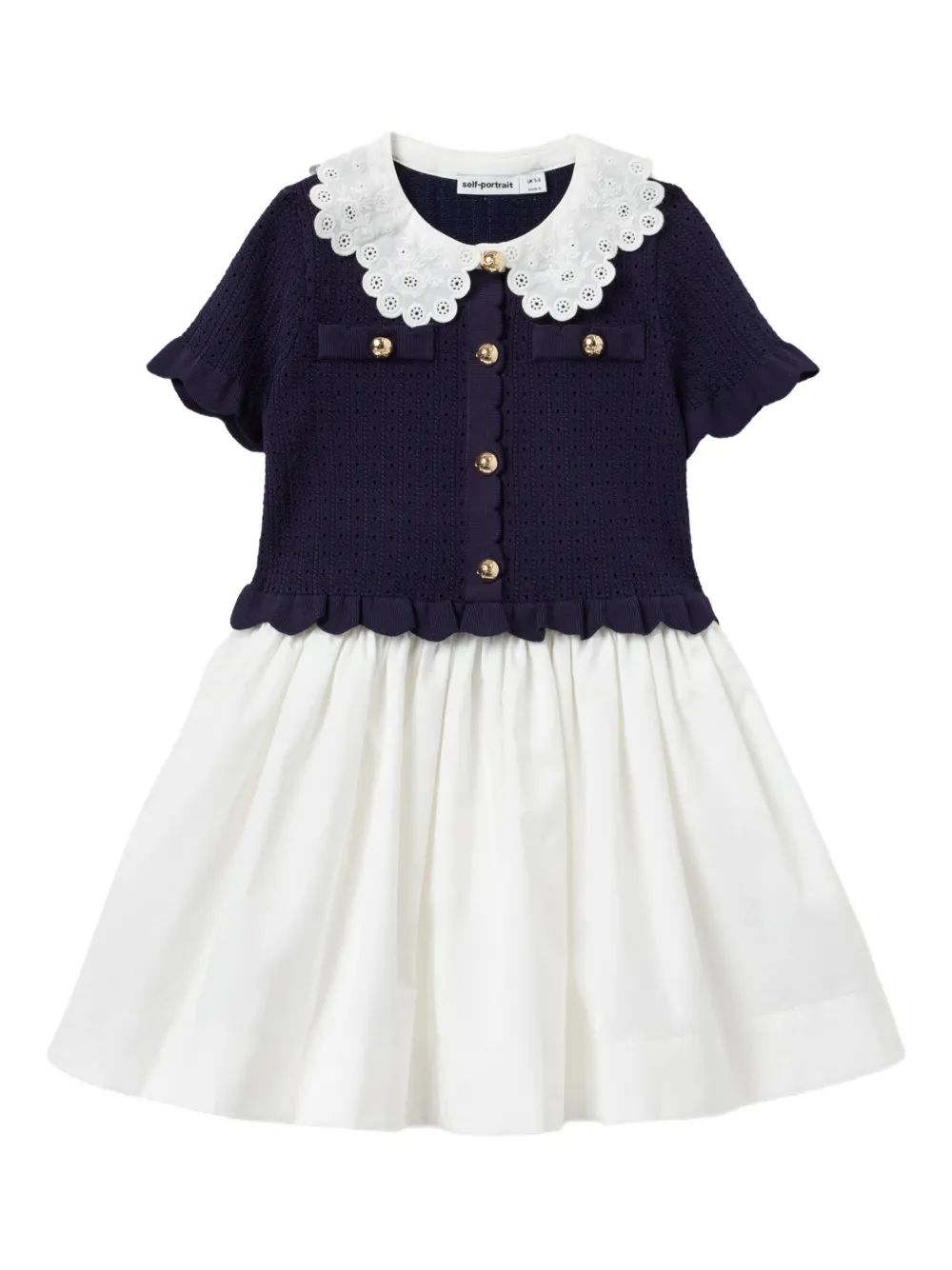 Self-Portrait Kids lace-collar mini dress - Blu