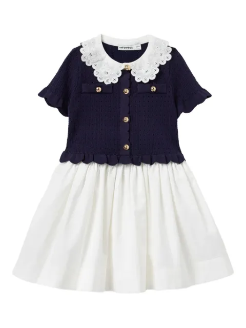 Self-Portrait Kids lace-collar mini dress