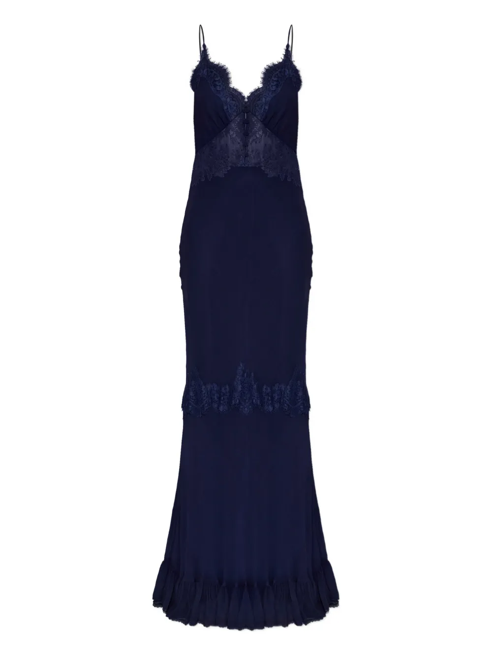 Self-Portrait lace ruffled maxi dress - Blu