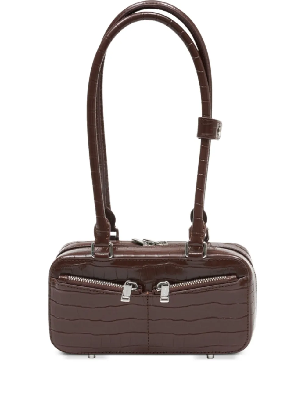 Self-Portrait crocodile-embossed leather shoulder bag | Brown | Image 1