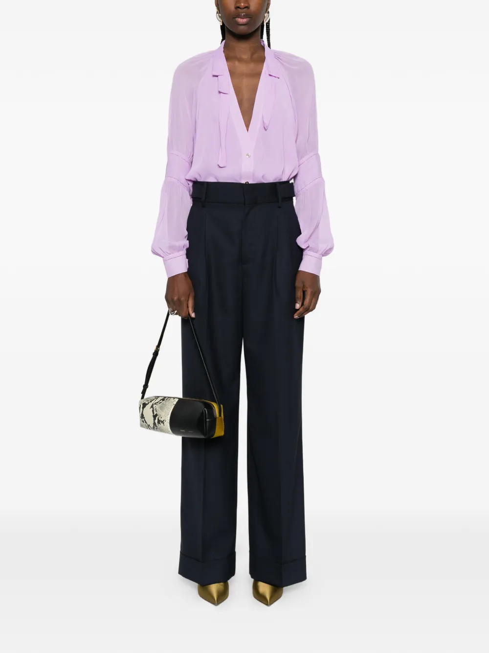 Tie-Neck Long-Sleeve Shirt