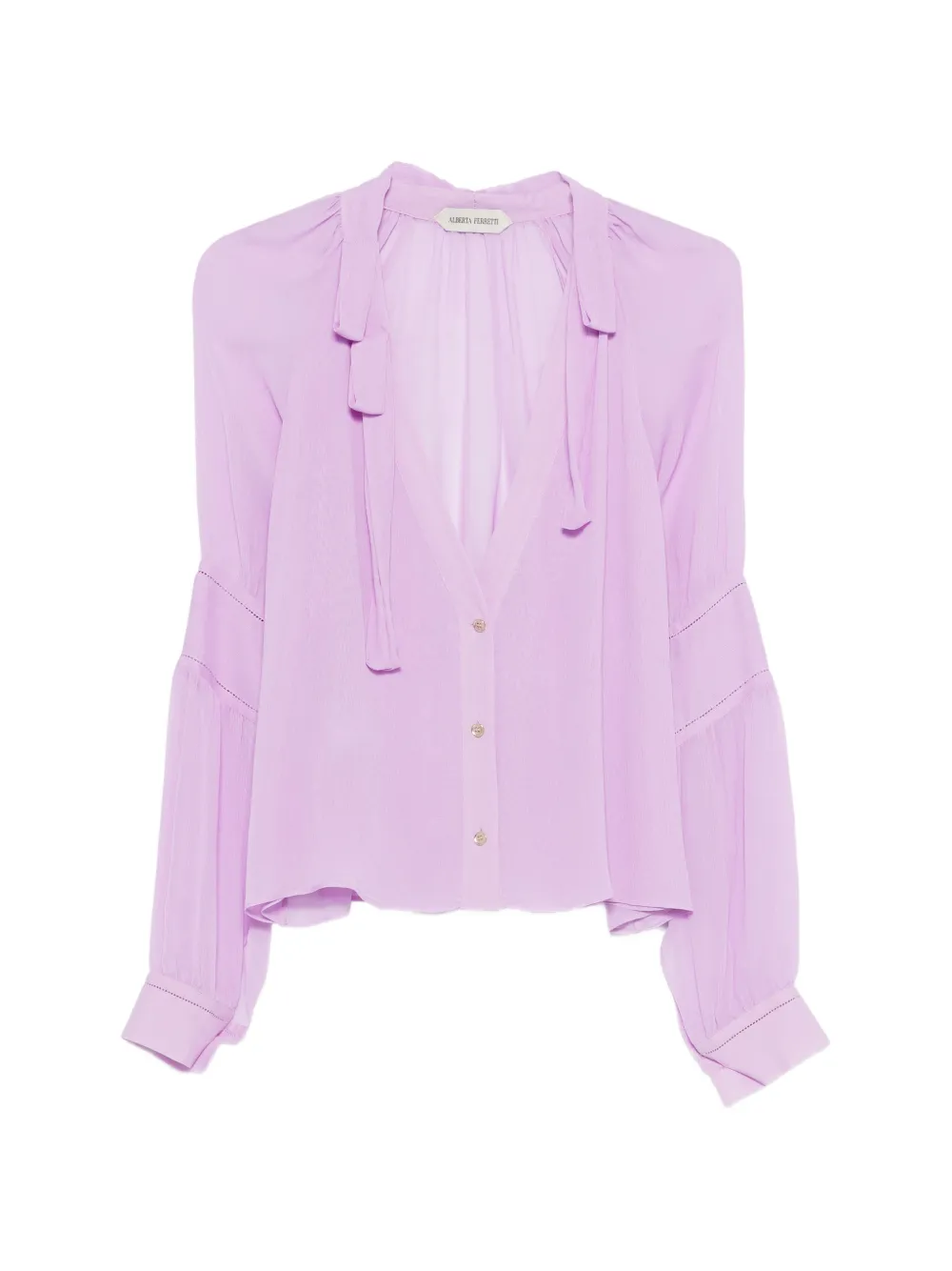Alberta Ferretti tie-neck long-sleeve shirt - Viola