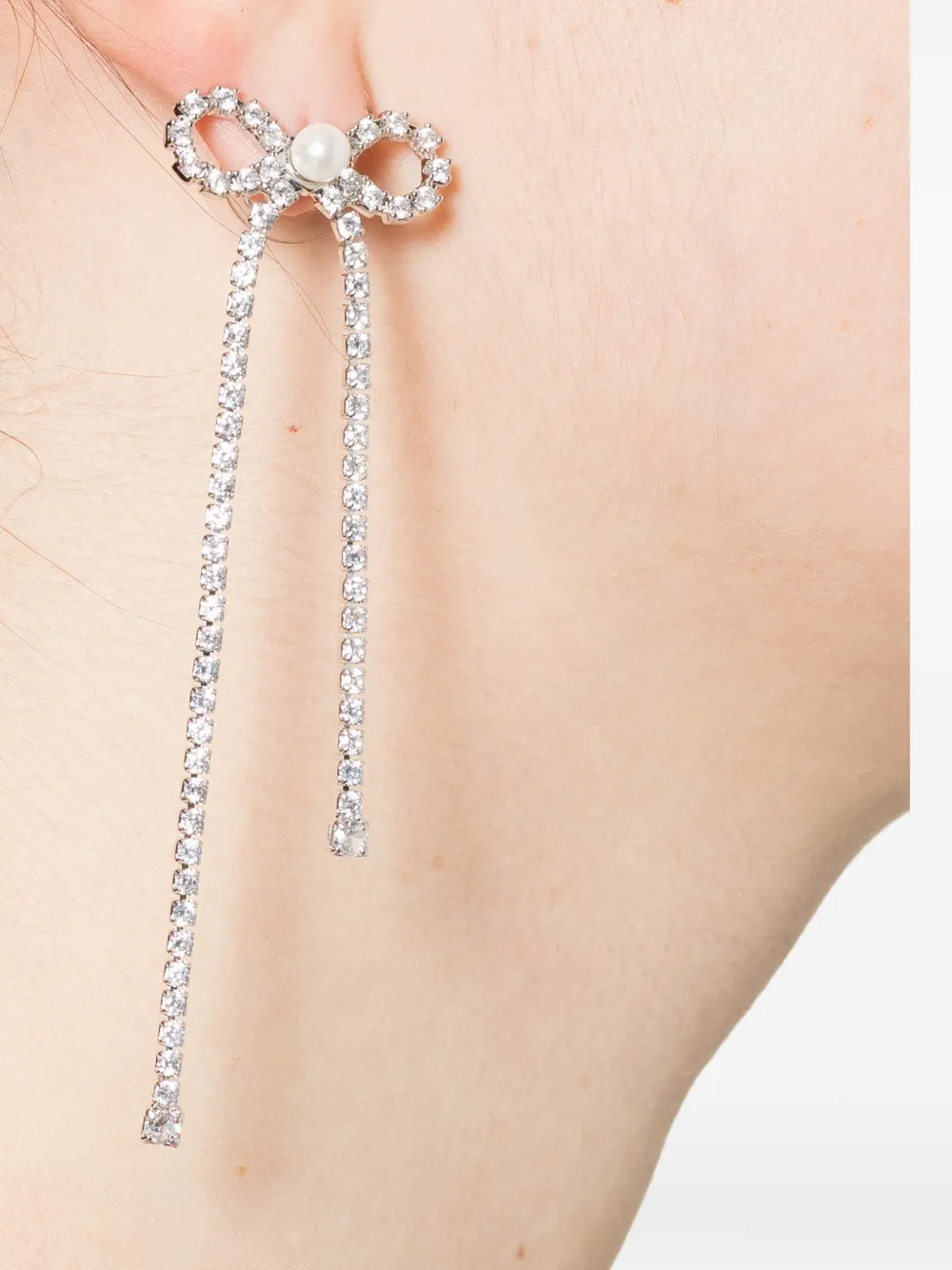 Self-Portrait crystal-embellished drop earrings - Zilver