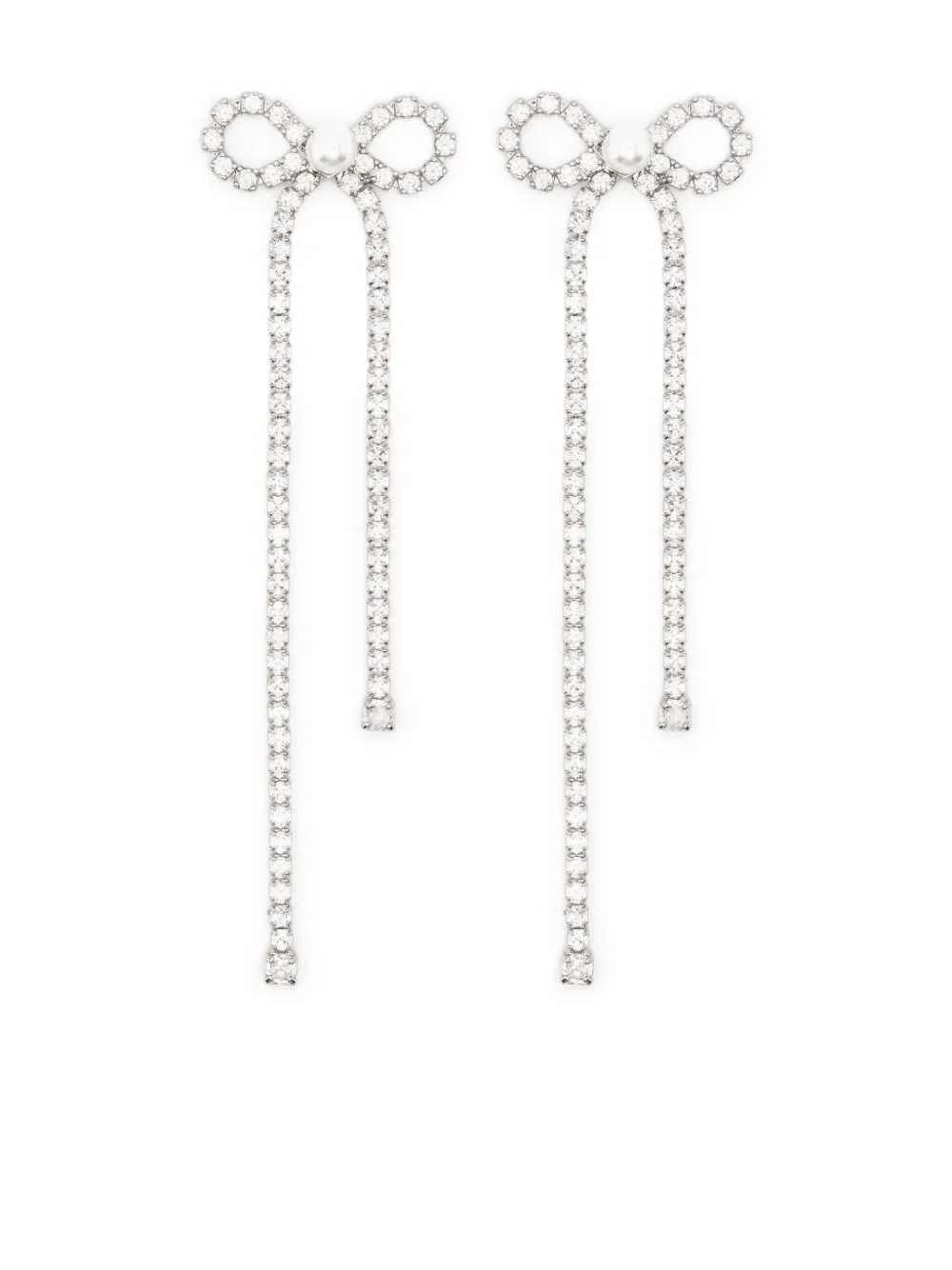 Self-Portrait crystal-embellished drop earrings - Argento