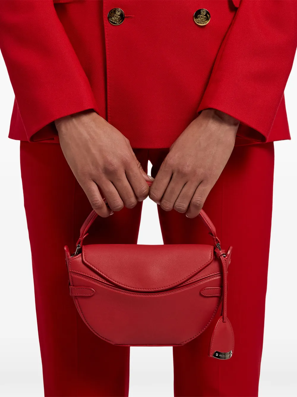Ralph Lauren Collection Flap leren mini-tas Rood