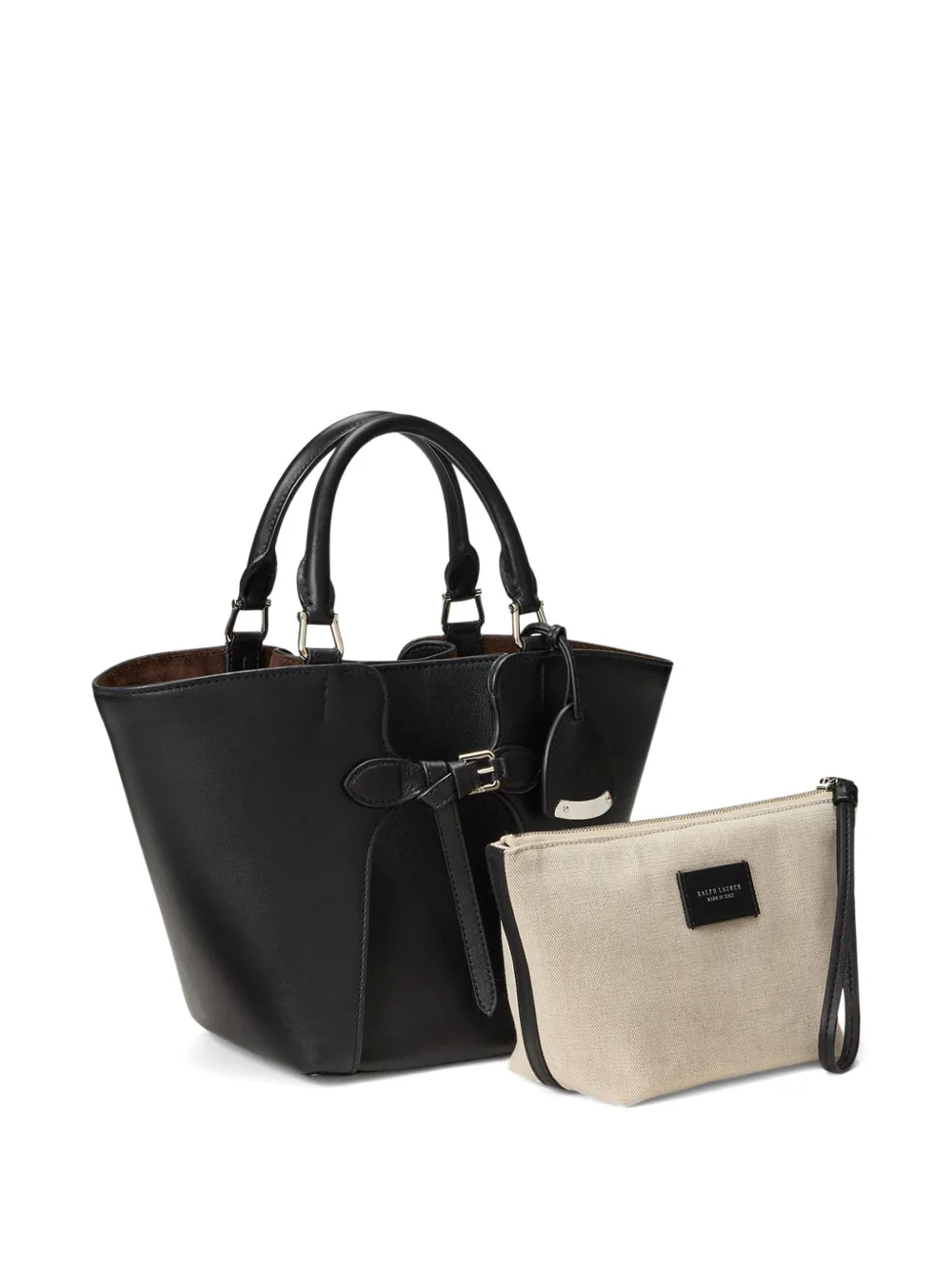 Ralph Lauren Collection Ralph kalfsleren mini-shopper Zwart