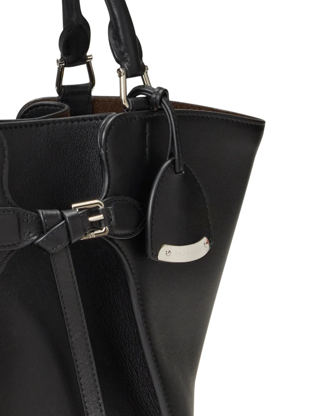 Ralph Lauren Collection Ralph kalfsleren mini-shopper Zwart