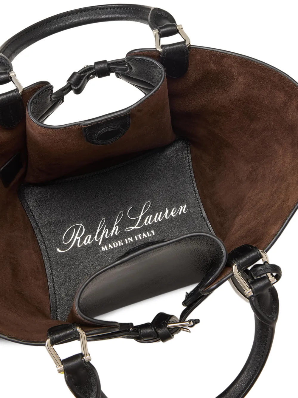 Ralph Lauren Collection Ralph kalfsleren mini-shopper Zwart