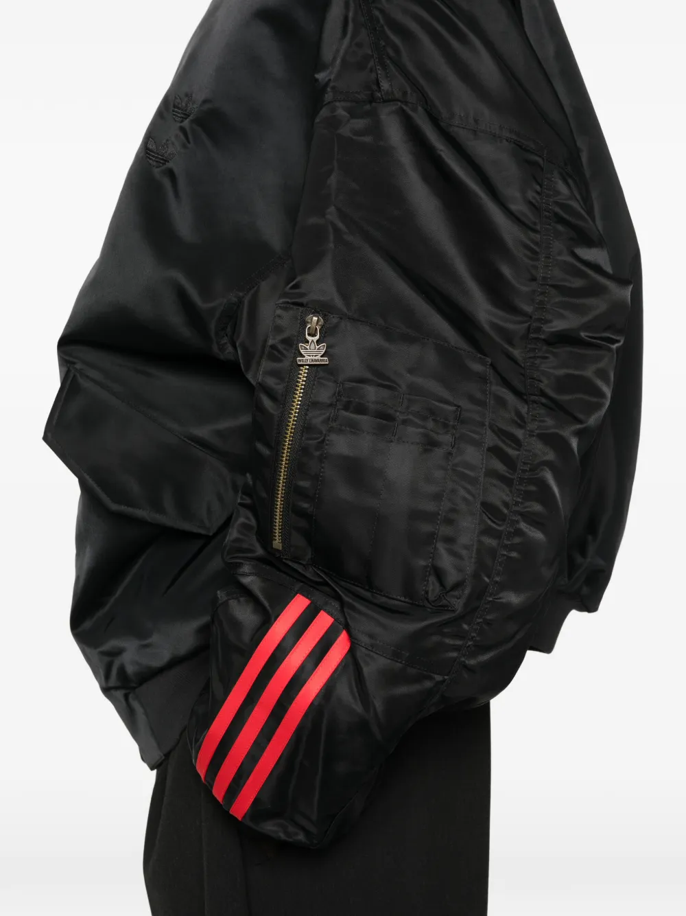 adidas x Willy Chavarria satijnen bomberjack Zwart
