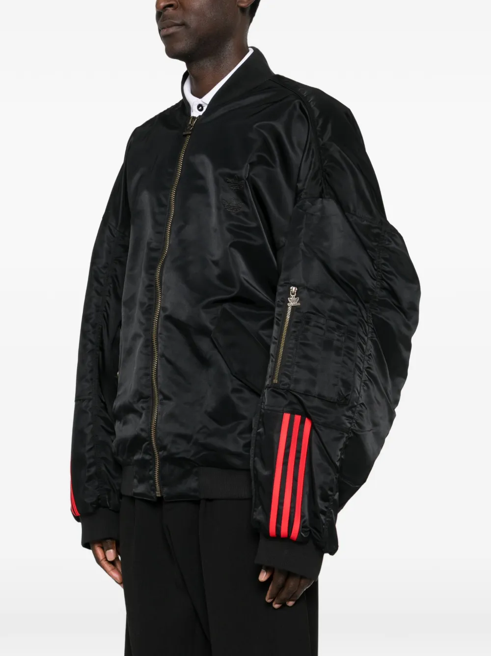 adidas x Willy Chavarria satijnen bomberjack Zwart