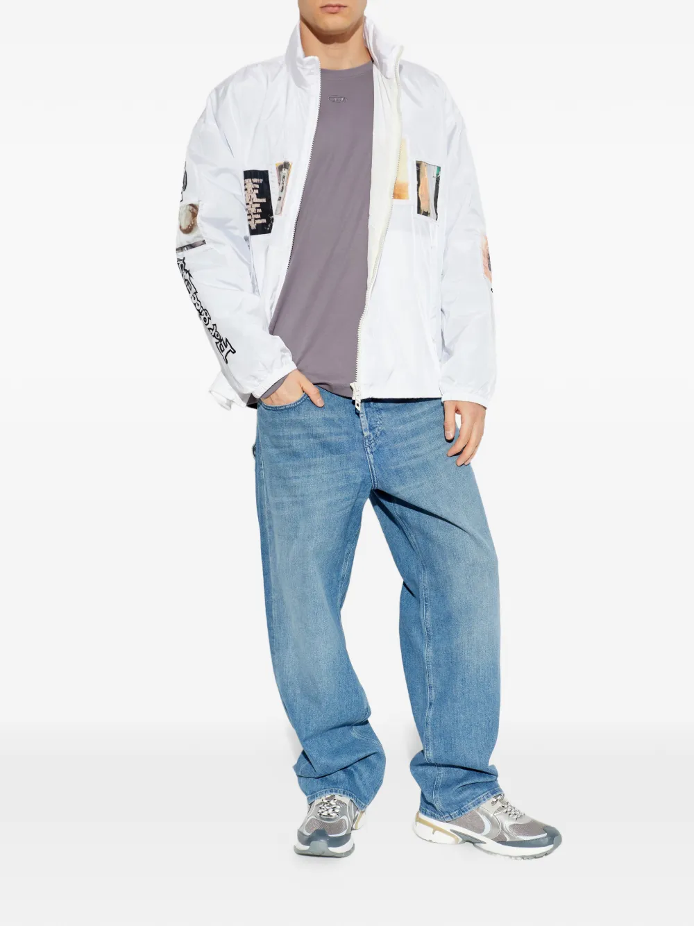 Diesel logo-appliqué long-sleeve T-shirt - Paars