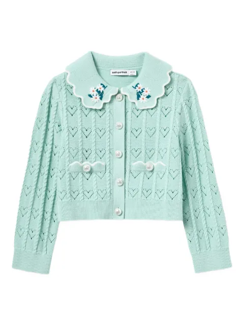 Self-Portrait Kids floral-appliqué cardigan