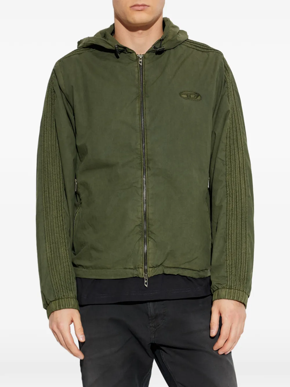 Diesel J-Stitch jack met capuchon Groen