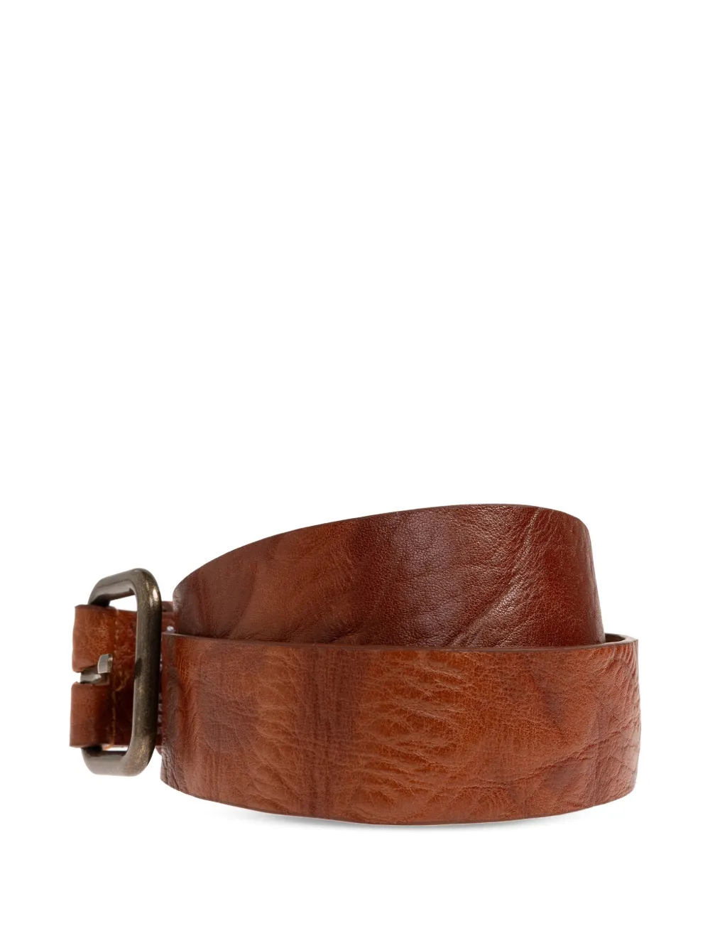 Diesel ova-logo leather belt - Bruin