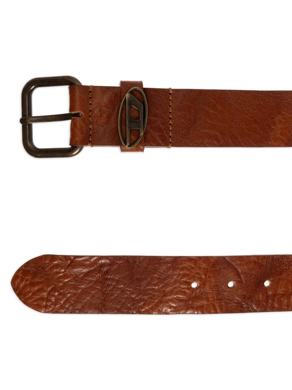 Diesel Ova-logo Leather Belt - Brown 