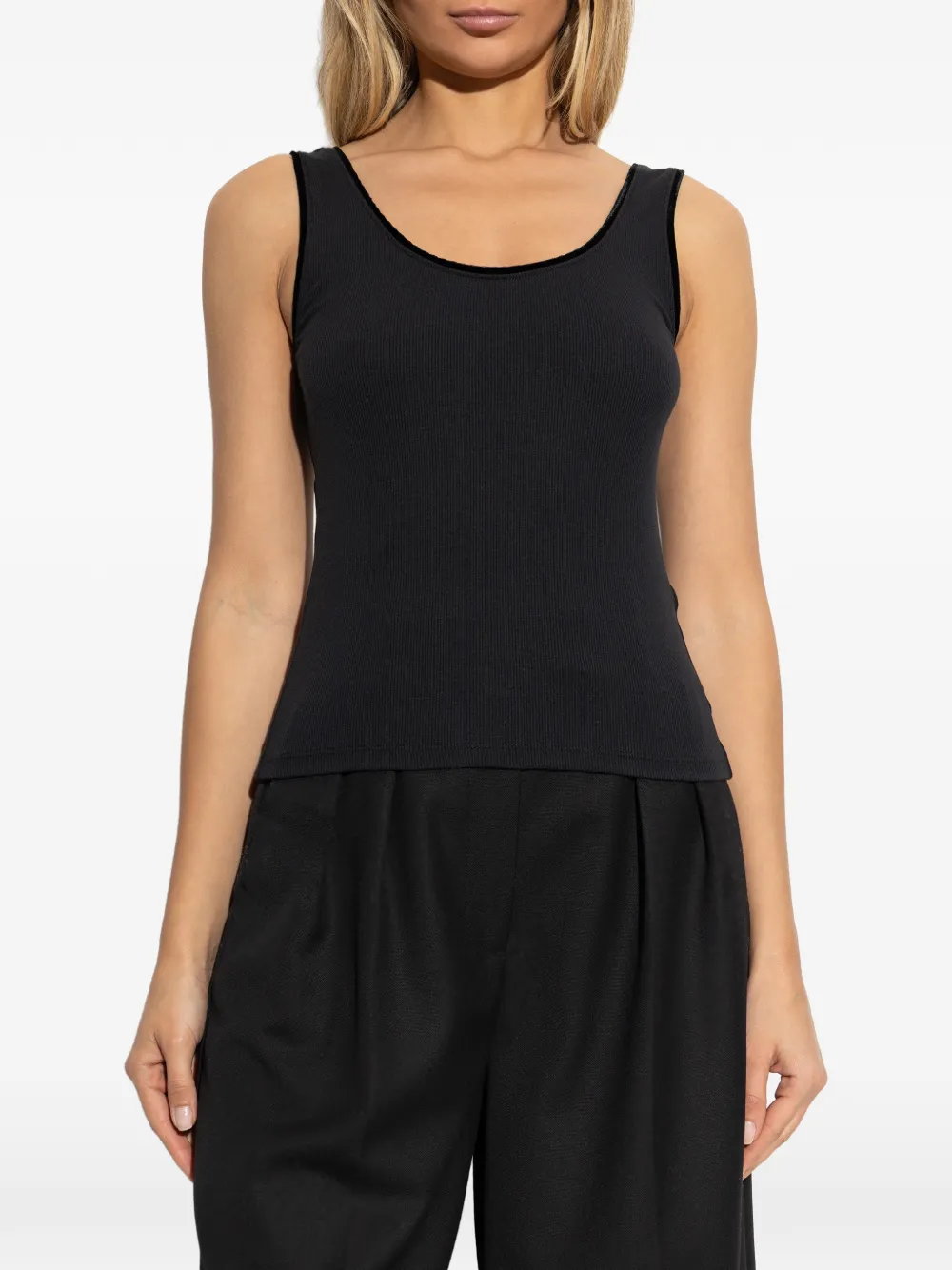  Frame Ribbed Top - Black 