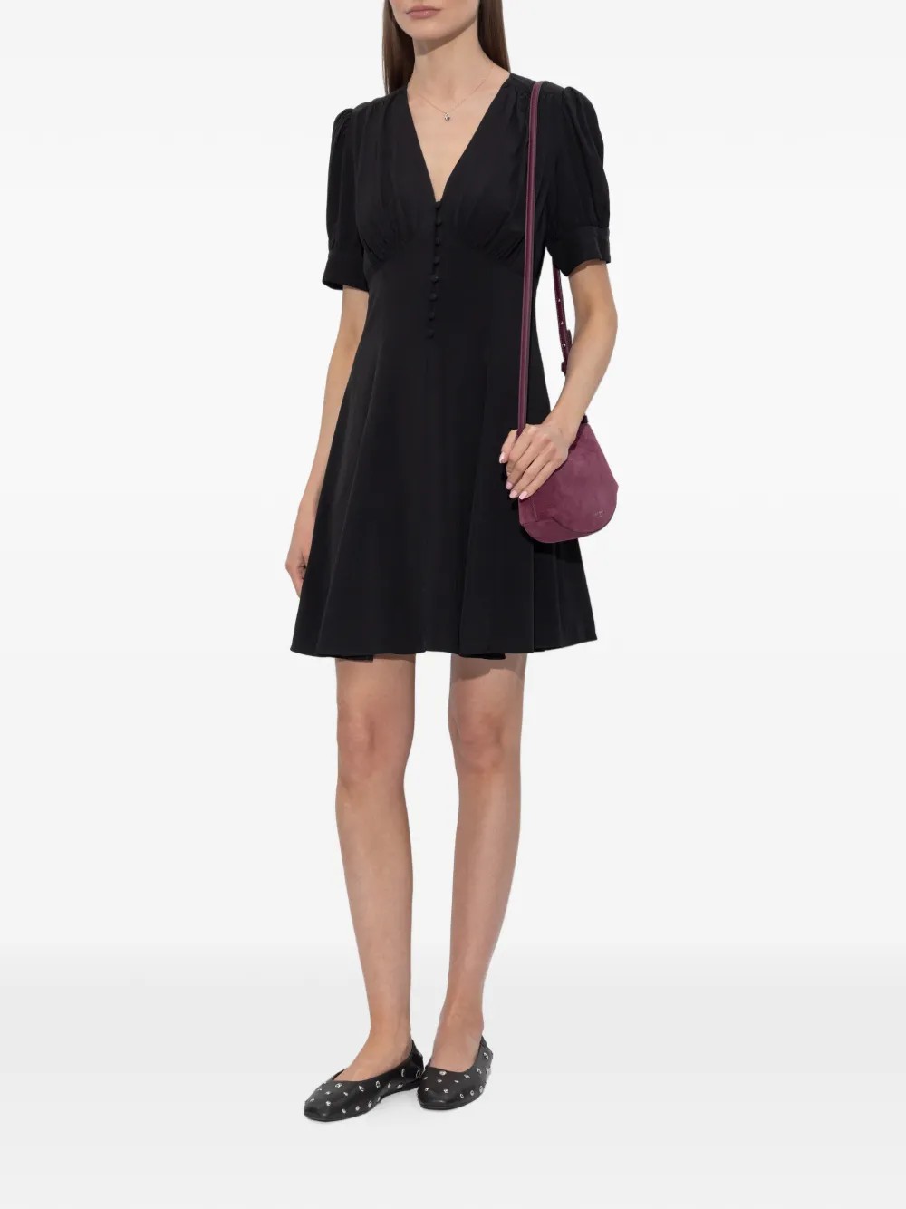 Kate Spade V-neck button mini dress - Zwart